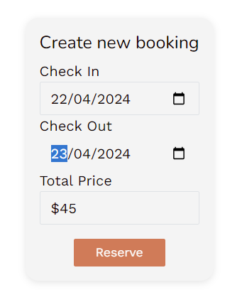Screenshot of dogbnb listing - place reservation