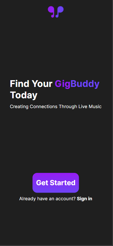 Screenshot of GigBuddy landing page
