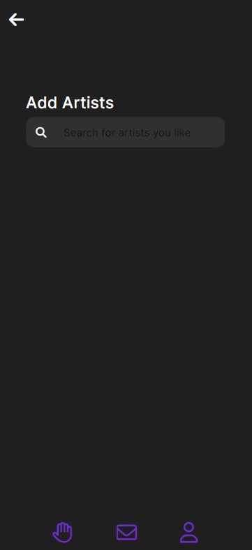 Screenshot of GigBuddy search for artists to add to profile