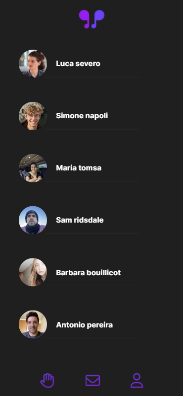 Screenshot of GigBuddy view all my matches page